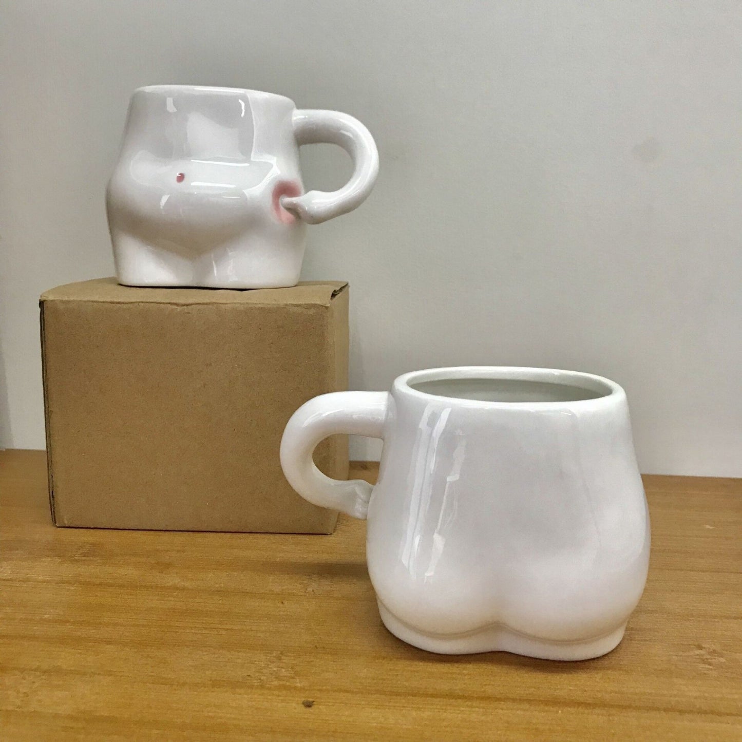 Small ceramic coffee cup, chubby belly mug, funny gift - 10.8 oz (32 cl)