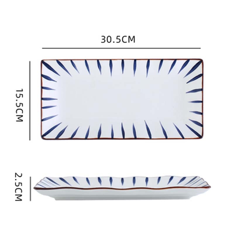 Rectangular ceramic sushi plate, serving plate