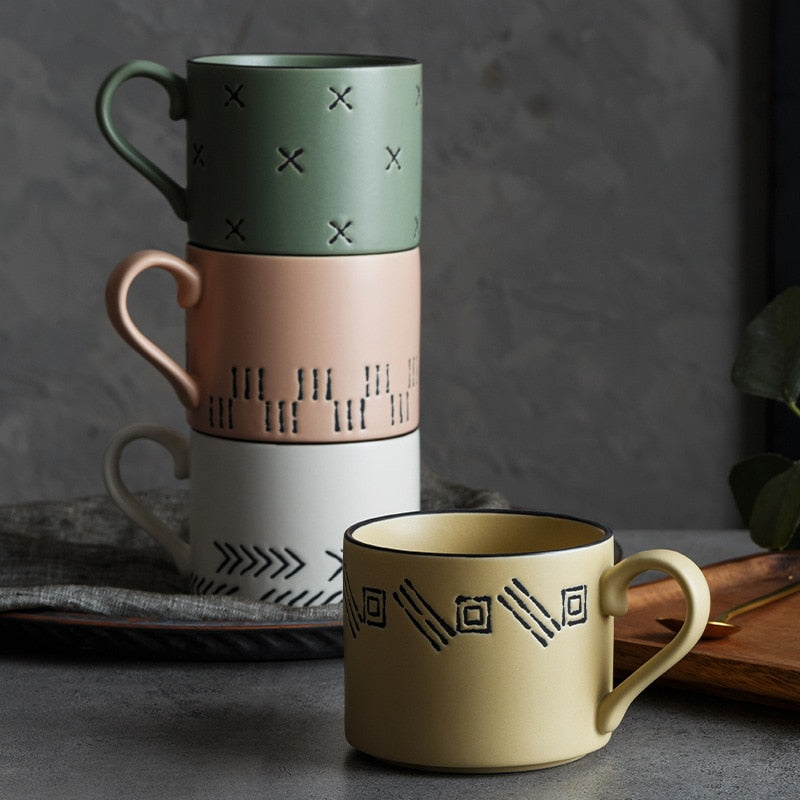 Nordic Hand-painted Ceramic Mugs - 11 oz