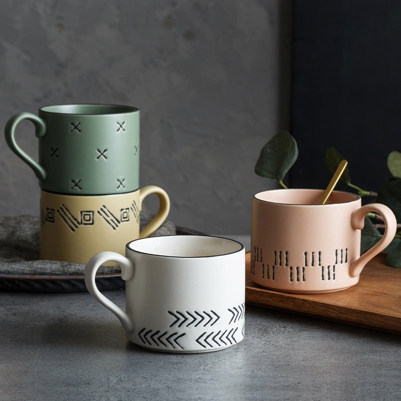 Nordic Hand-painted Ceramic Mugs - 11 oz