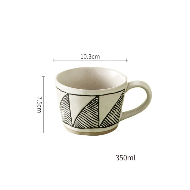 Retro style Hand-painted Cup - 10 oz